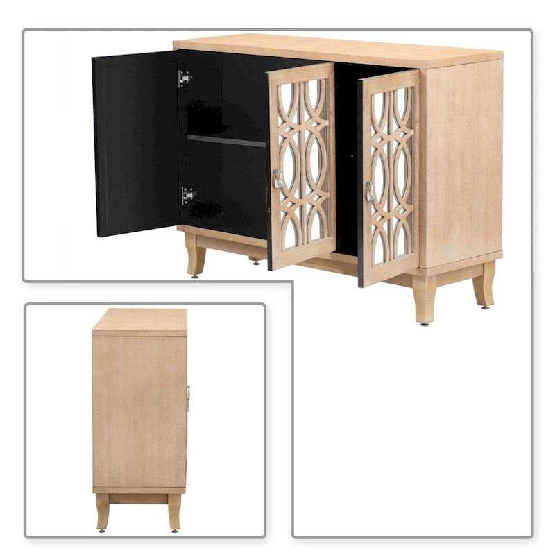 Bahut moderne et élégant en bois avec trois portes de placard miroir