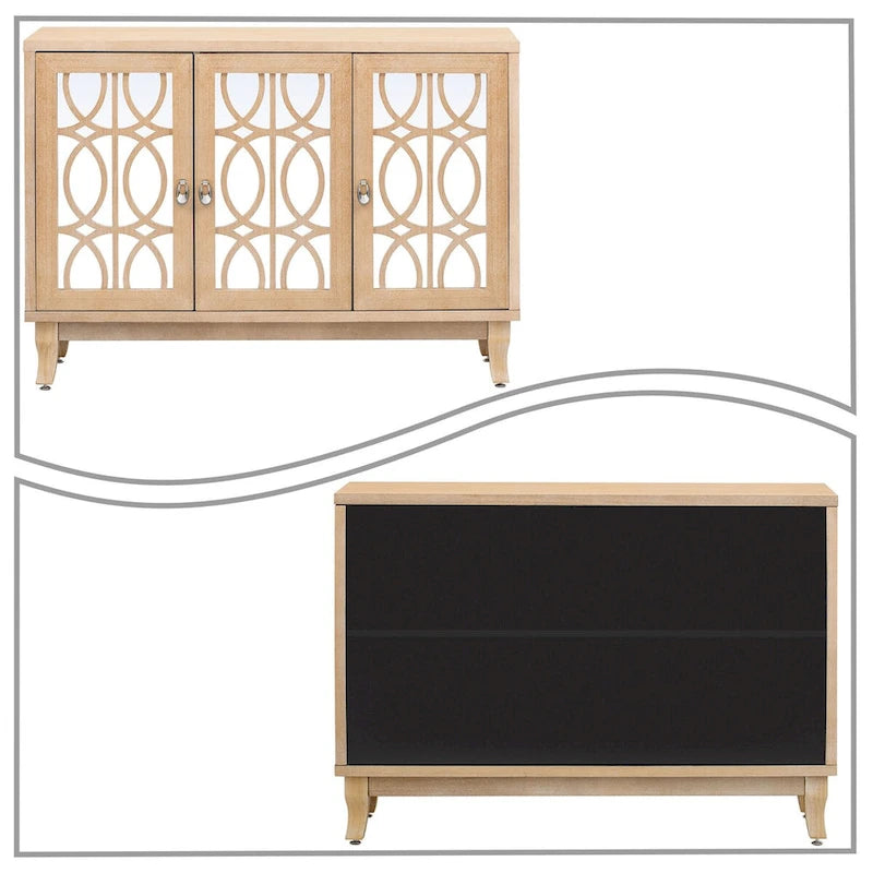 Bahut moderne et élégant en bois avec trois portes de placard miroir