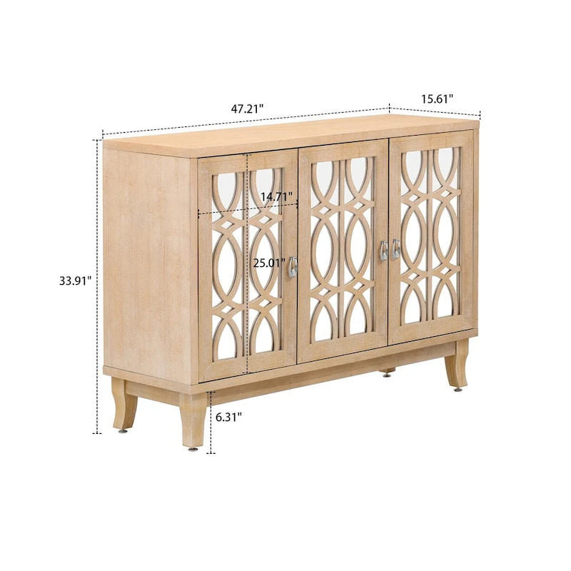 Bahut moderne et élégant en bois avec trois portes de placard miroir