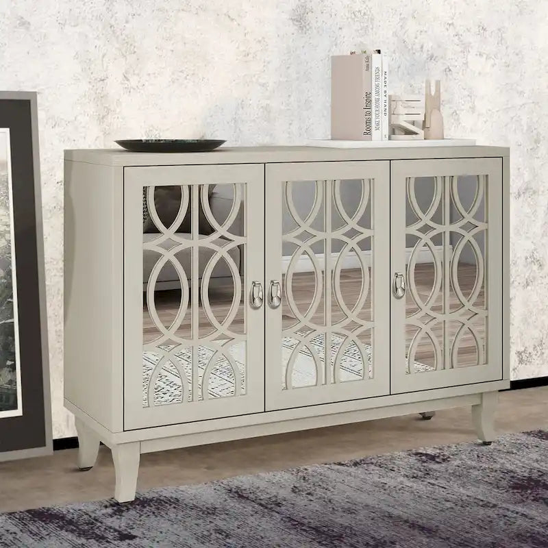 Bahut moderne et élégant en bois avec trois portes de placard miroir