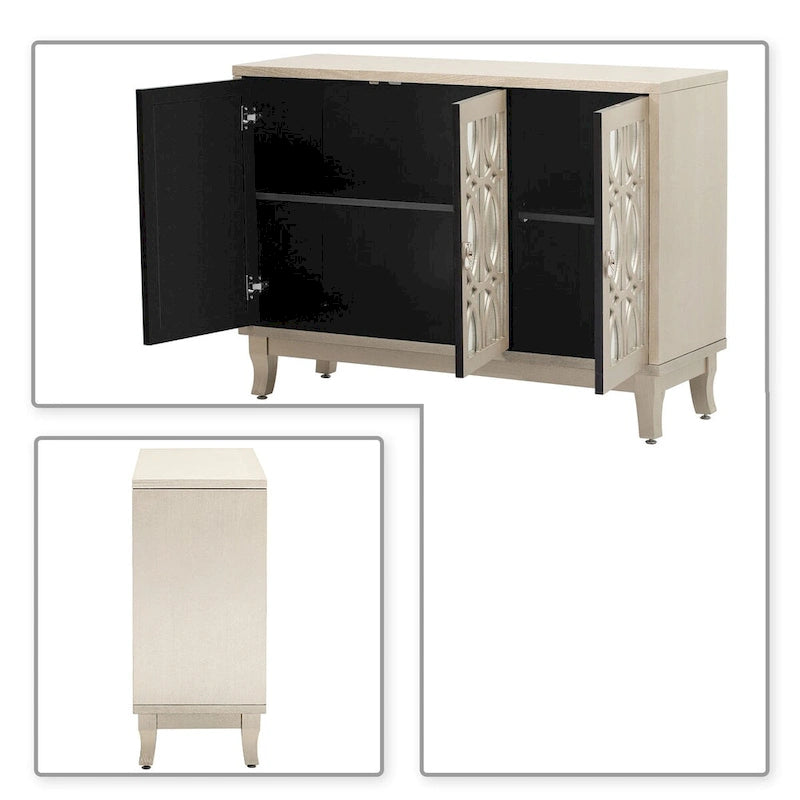 Bahut moderne et élégant en bois avec trois portes de placard miroir