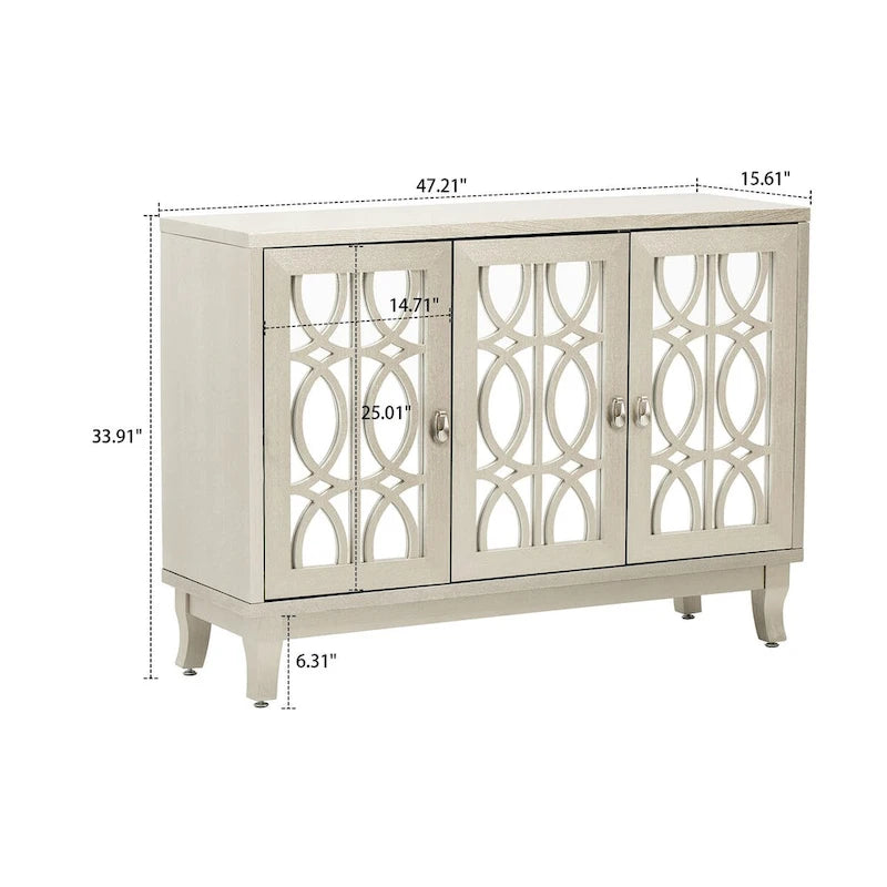 Bahut moderne et élégant en bois avec trois portes de placard miroir