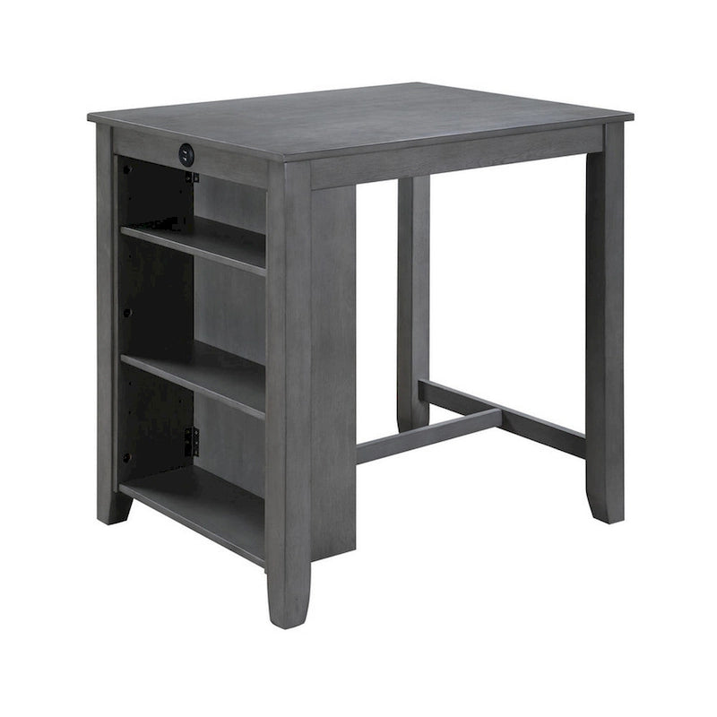Table à manger compacte Ham à hauteur de comptoir (36 pouces) avec étagères et port USB, grise