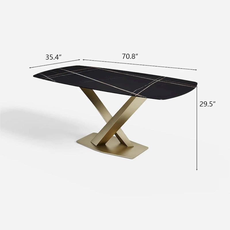 Table à manger rectangulaire en marbre noir moderne