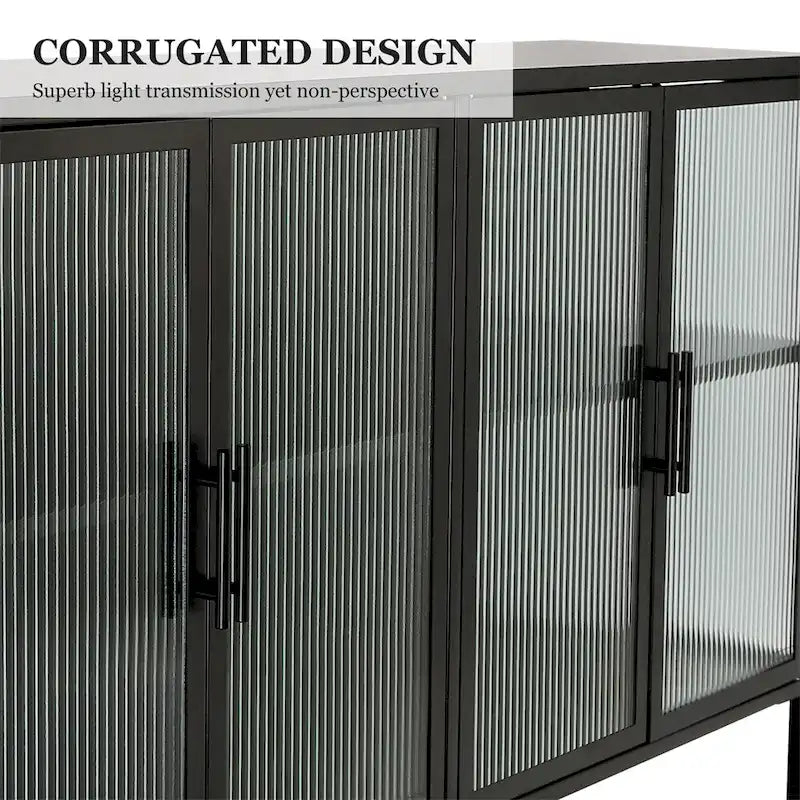 Meuble élégant à 4 portes en verre trempé, 4 portes en verre, étagère réglable