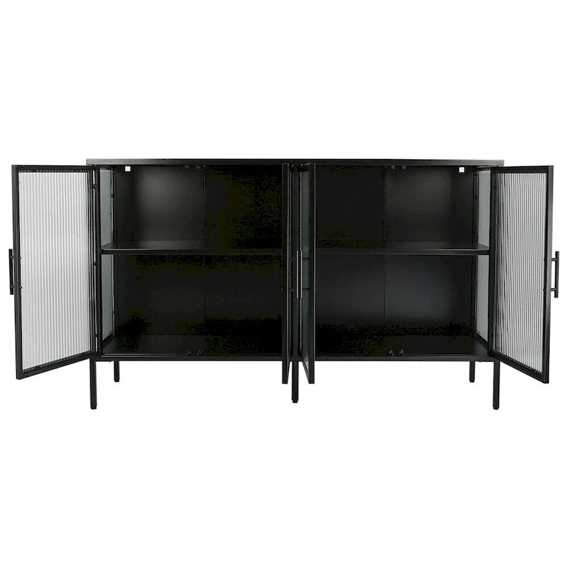 Meuble élégant à 4 portes en verre trempé, 4 portes en verre, étagère réglable