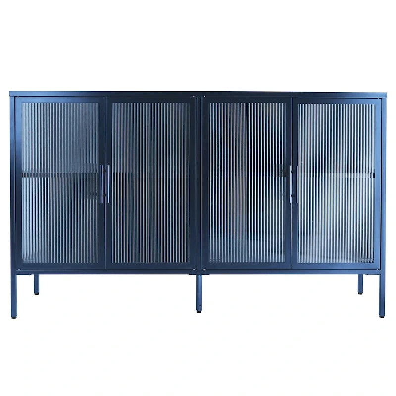 Meuble élégant à 4 portes en verre trempé, 4 portes en verre, étagère réglable