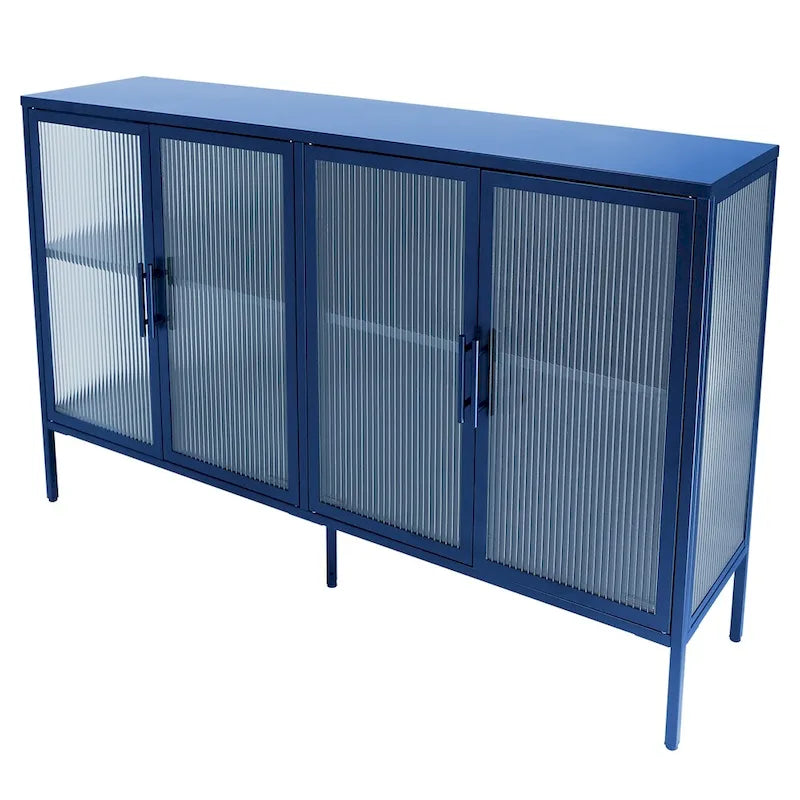 Meuble élégant à 4 portes en verre trempé, 4 portes en verre, étagère réglable