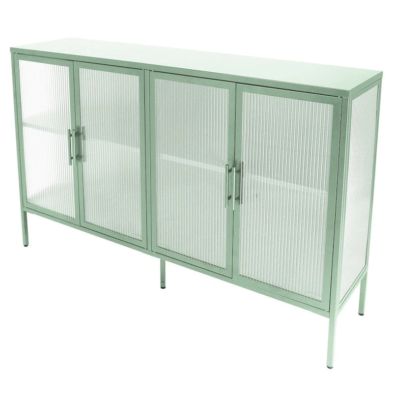 Meuble élégant à 4 portes en verre trempé, 4 portes en verre, étagère réglable