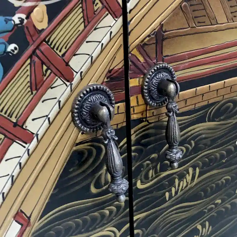 51.18 Commode vintage peinte à la main avec double porte coulissante, meuble de rangement décoratif pour entrée