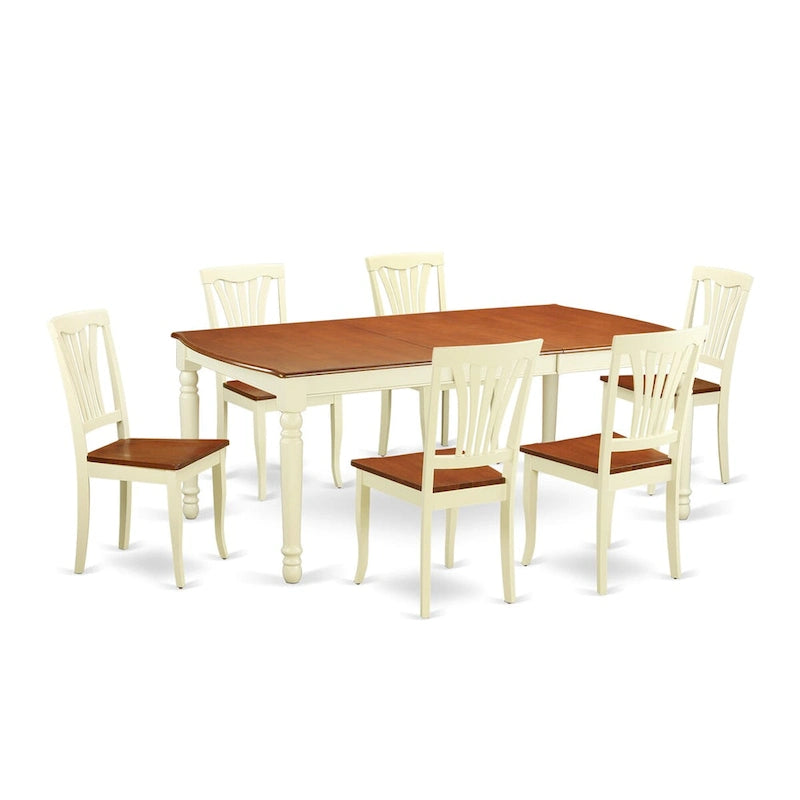 East West Furniture Ensemble de salle à manger 7 pièces – une table à manger avec rallonge papillon et 6 chaises de cuisine, 42x78 pouces, crème et cerise