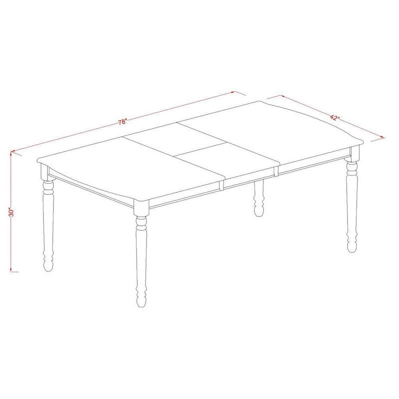 East West Furniture Ensemble de salle à manger 7 pièces – une table à manger avec rallonge papillon et 6 chaises de cuisine, 42x78 pouces, crème et cerise