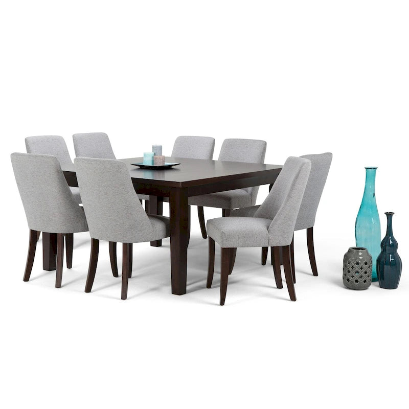 WYNDENHALL Haley Ensemble de salle à manger contemporain 9 pièces avec 8 chaises de salle à manger rembourrées et table de 54 pouces de large