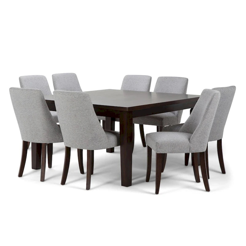 WYNDENHALL Haley Ensemble de salle à manger contemporain 9 pièces avec 8 chaises de salle à manger rembourrées et table de 54 pouces de large