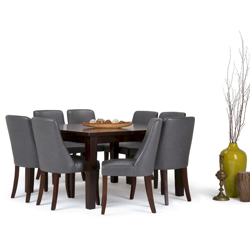 WYNDENHALL Haley Ensemble de salle à manger contemporain 9 pièces avec 8 chaises de salle à manger rembourrées et table de 54 pouces de large