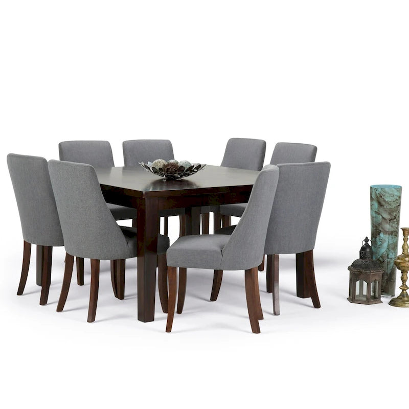 WYNDENHALL Haley Ensemble de salle à manger contemporain 9 pièces avec 8 chaises de salle à manger rembourrées et table de 54 pouces de large