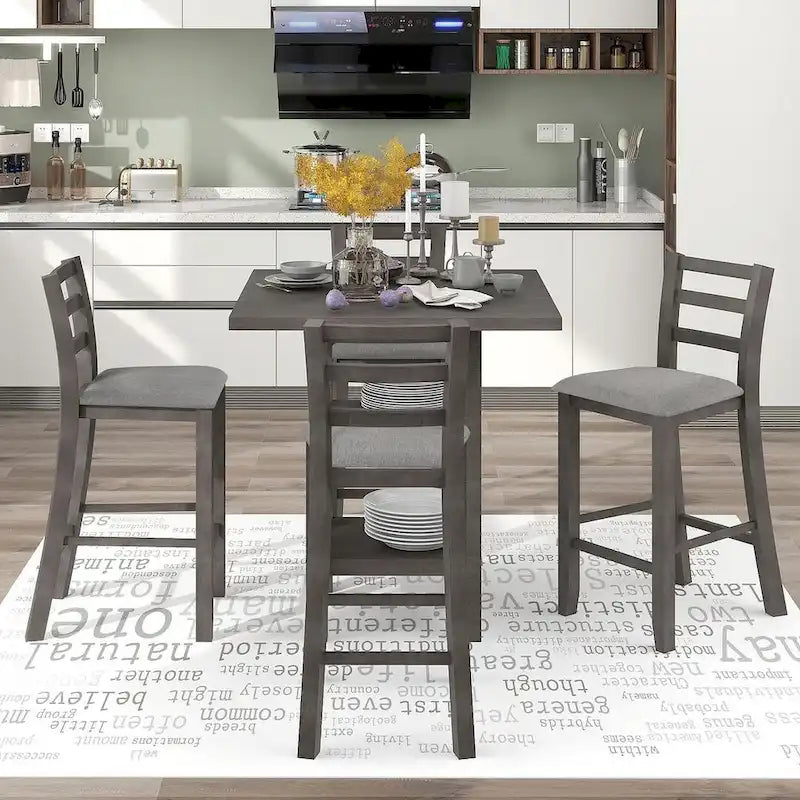 Ensemble de salle à manger carré de 5 pièces hauteur comptoir avec 4 chaises