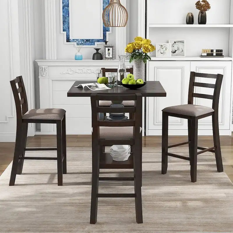Ensemble de salle à manger carré de 5 pièces hauteur comptoir avec 4 chaises