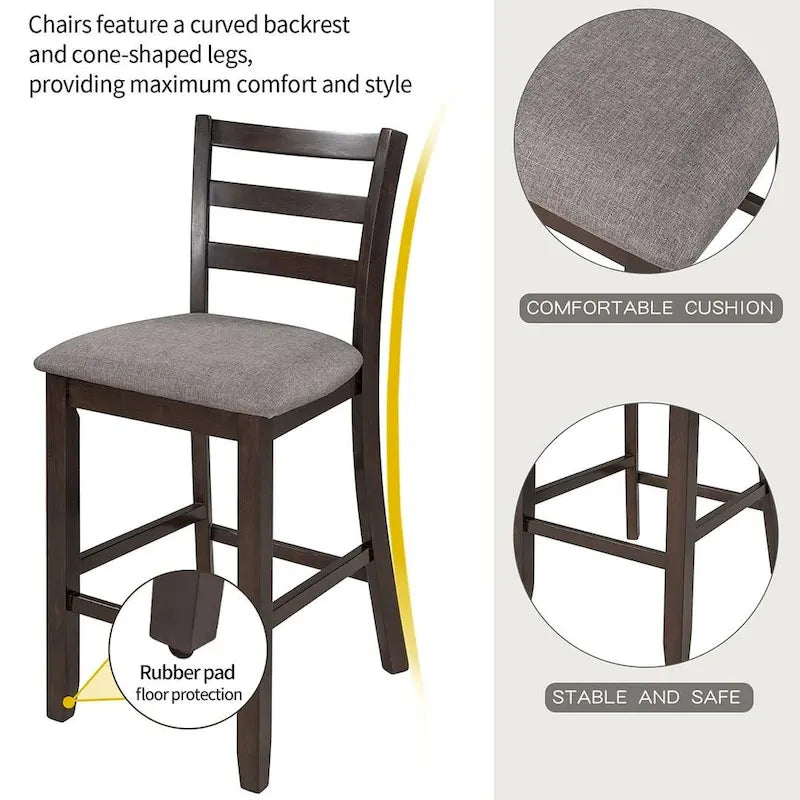 Ensemble de salle à manger carré de 5 pièces hauteur comptoir avec 4 chaises