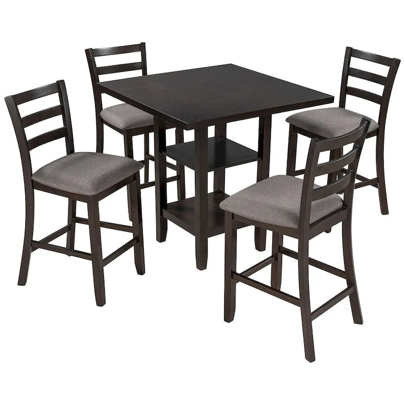 Ensemble de salle à manger carré de 5 pièces hauteur comptoir avec 4 chaises