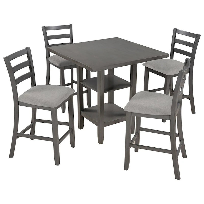 Ensemble de salle à manger carré de 5 pièces hauteur comptoir avec 4 chaises