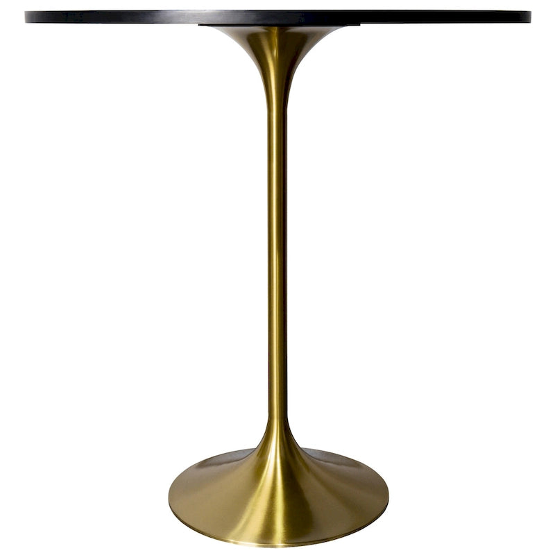 Table à manger ronde LeisureMod Verve 36 avec plateau en bois MDF et base dorée brossée pour cuisine et salle à manger