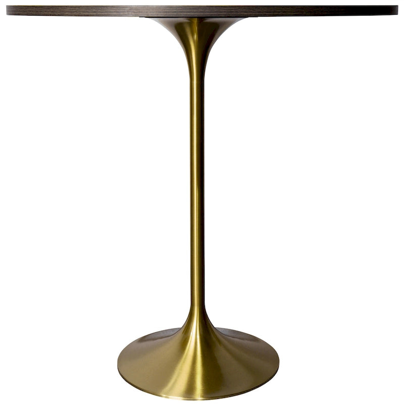 Table à manger ronde LeisureMod Verve 36 avec plateau en bois MDF et base dorée brossée pour cuisine et salle à manger
