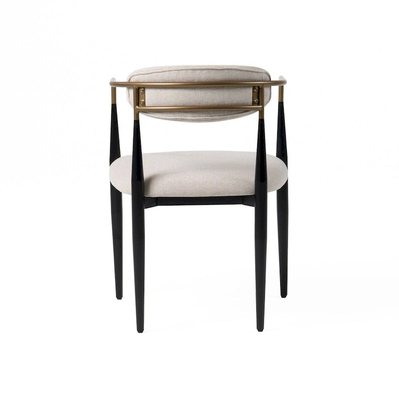 Chaise de salle à manger de 23 pouces, polyester gris clair, pieds en fer noir, or