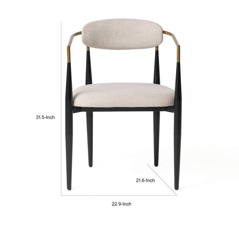 Chaise de salle à manger de 23 pouces, polyester gris clair, pieds en fer noir, or