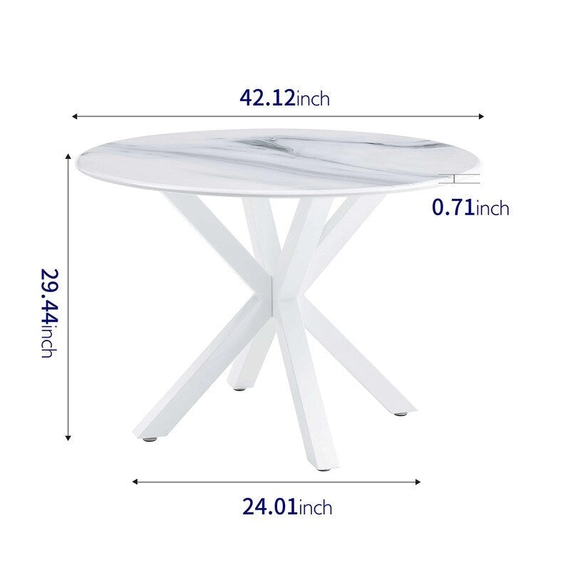 Grondin Table de salle à manger ronde de style Mid-Century Modern avec plateau en MDF et piètement colonne, 42,1 Table d'appoint Table de loisirs