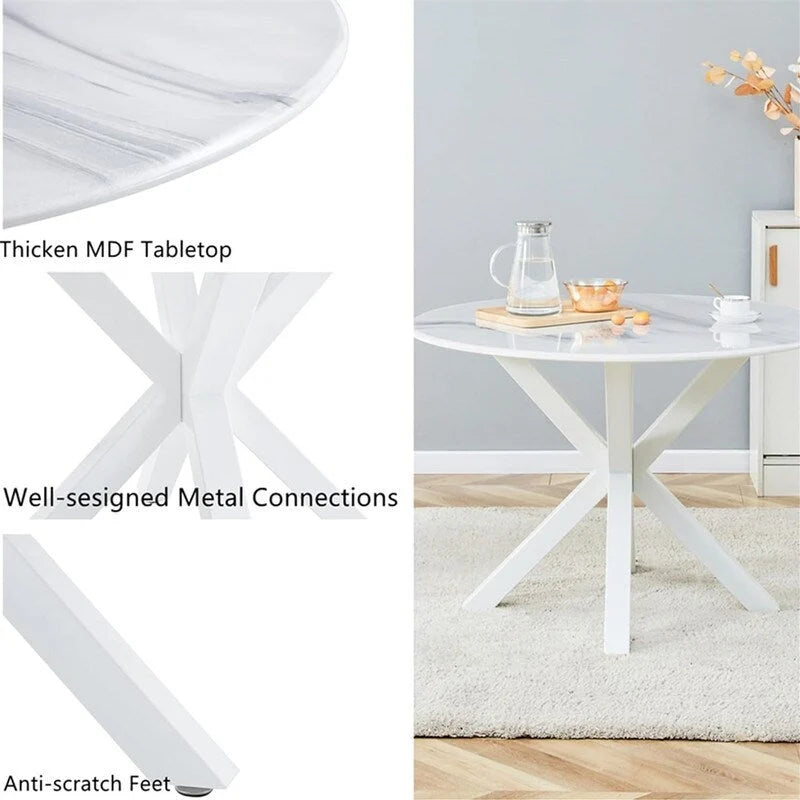 Grondin Table de salle à manger ronde de style Mid-Century Modern avec plateau en MDF et piètement colonne, 42,1 Table d'appoint Table de loisirs