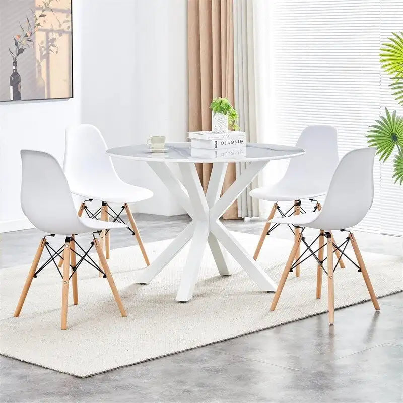 Grondin Table de salle à manger ronde de style Mid-Century Modern avec plateau en MDF et piètement colonne, 42,1 Table d'appoint Table de loisirs