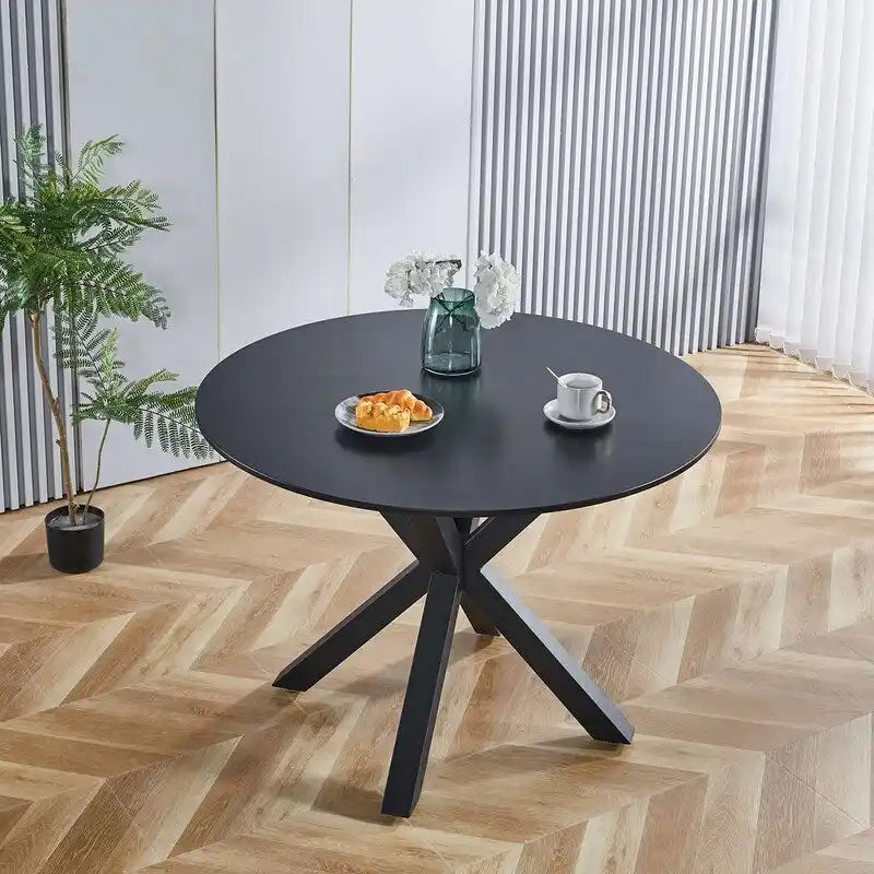 Grondin Table de salle à manger ronde de style Mid-Century Modern avec plateau en MDF et piètement colonne, 42,1 Table d'appoint Table de loisirs