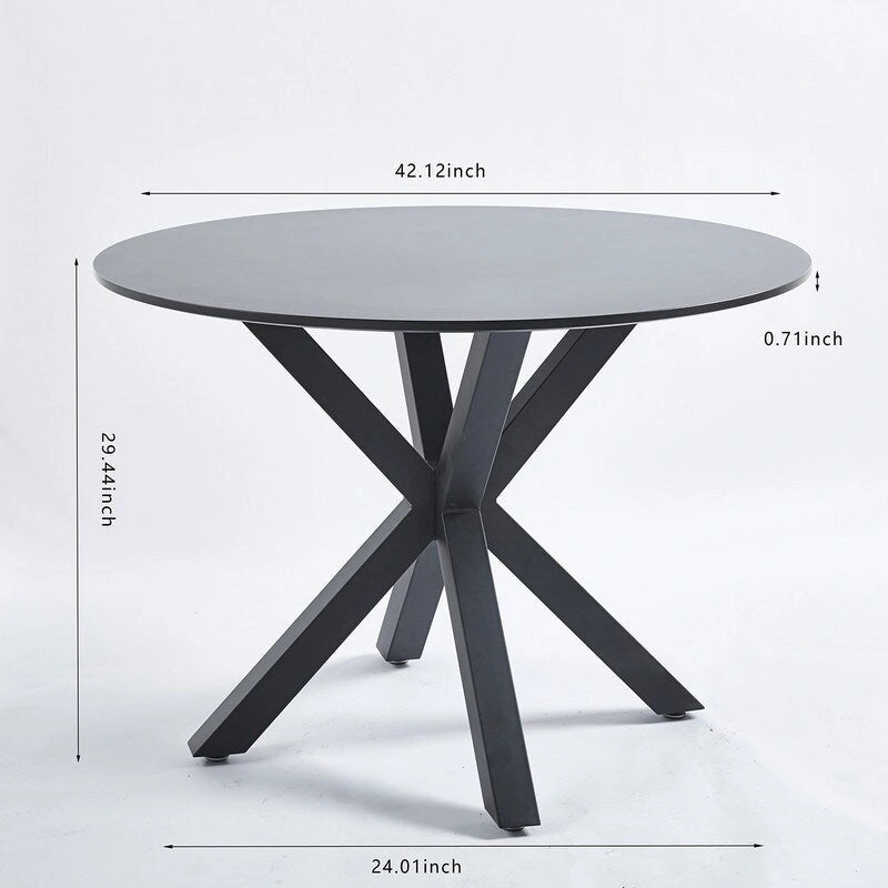 Grondin Table de salle à manger ronde de style Mid-Century Modern avec plateau en MDF et piètement colonne, 42,1 Table d'appoint Table de loisirs
