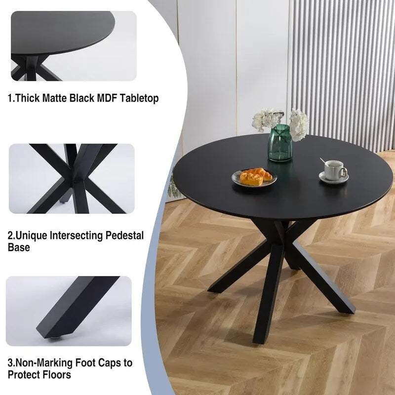 Grondin Table de salle à manger ronde de style Mid-Century Modern avec plateau en MDF et piètement colonne, 42,1 Table d'appoint Table de loisirs