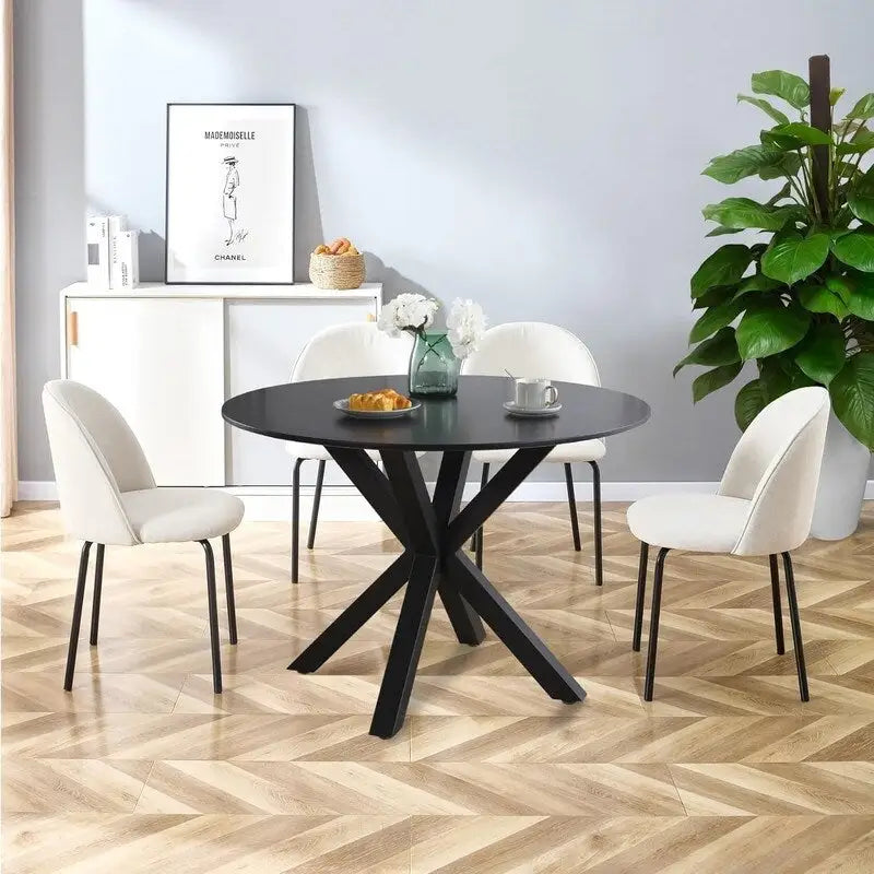 Grondin Table de salle à manger ronde de style Mid-Century Modern avec plateau en MDF et piètement colonne, 42,1 Table d'appoint Table de loisirs