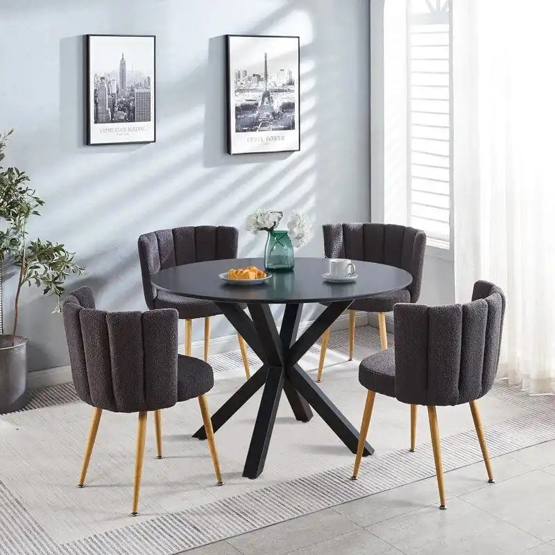 Grondin Table de salle à manger ronde de style Mid-Century Modern avec plateau en MDF et piètement colonne, 42,1 Table d'appoint Table de loisirs