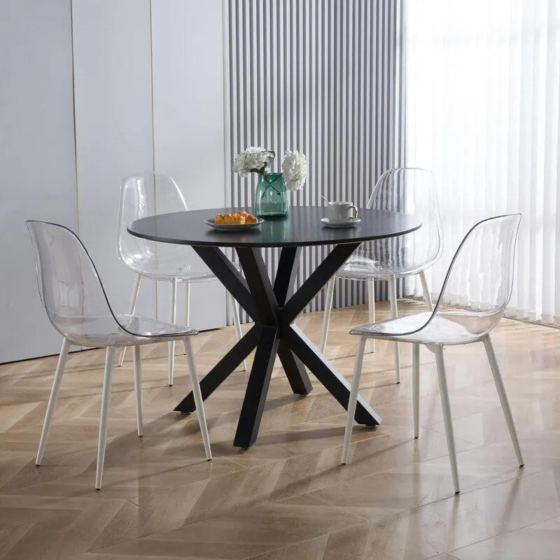 Grondin Table de salle à manger ronde de style Mid-Century Modern avec plateau en MDF et piètement colonne, 42,1 Table d'appoint Table de loisirs