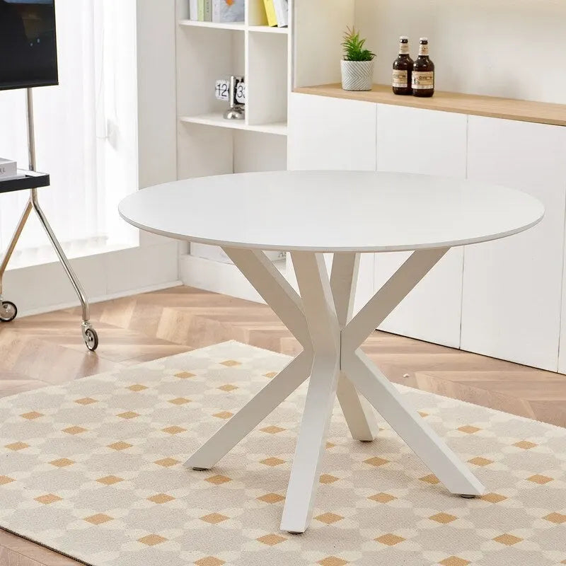 Grondin Table de salle à manger ronde de style Mid-Century Modern avec plateau en MDF et piètement colonne, 42,1 Table d'appoint Table de loisirs