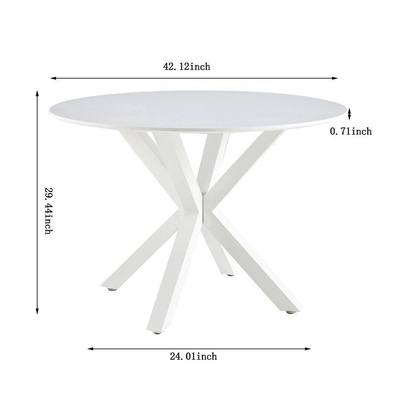 Grondin Table de salle à manger ronde de style Mid-Century Modern avec plateau en MDF et piètement colonne, 42,1 Table d'appoint Table de loisirs