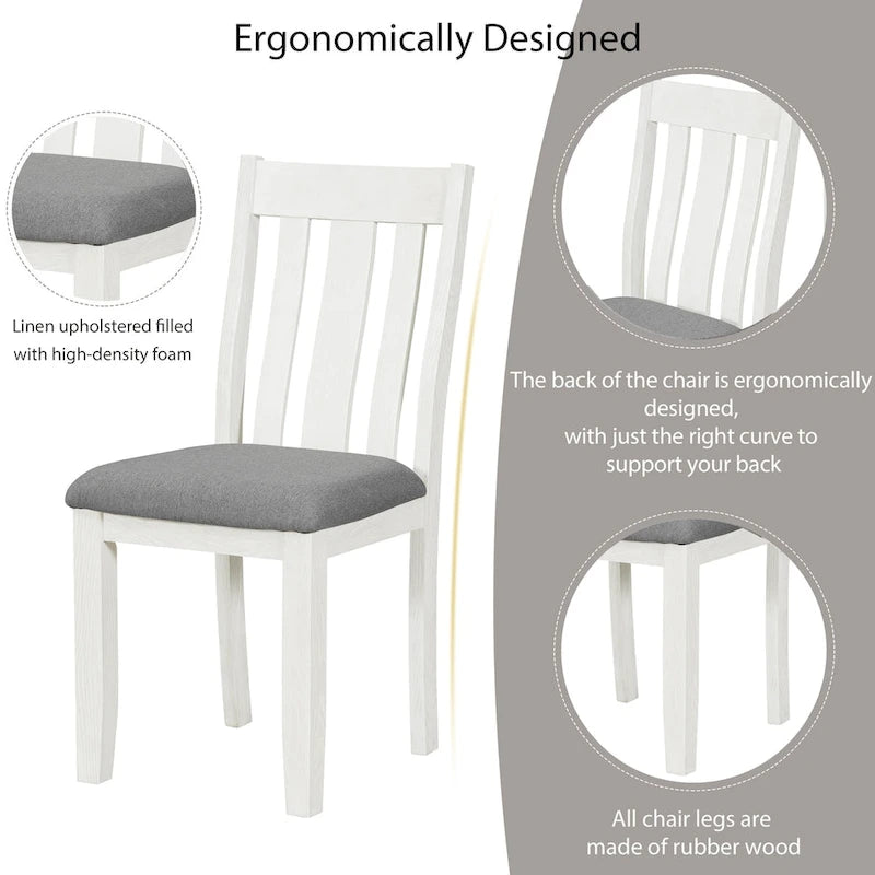 Ensemble de salle à manger 7 pièces de style rétro avec table extensible et 6 chaises rembourrées (brun antique+blanc)