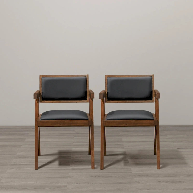Chaises de salle à manger contemporaines Sandy en similicuir noir (lot de 2)