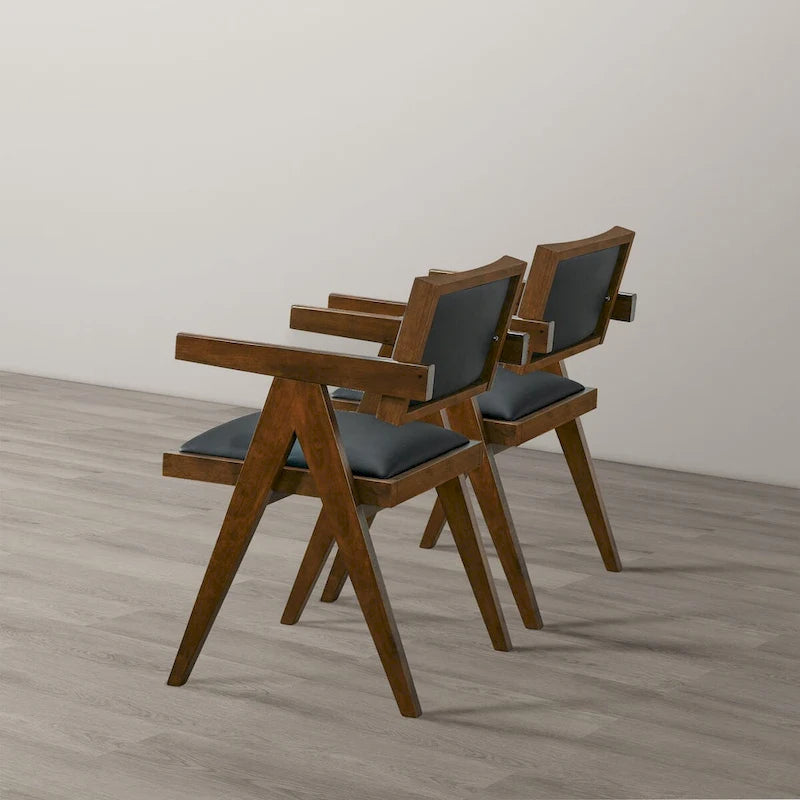 Chaises de salle à manger contemporaines Sandy en similicuir noir (lot de 2)