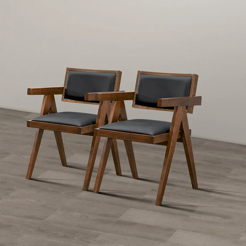 Chaises de salle à manger contemporaines Sandy en similicuir noir (lot de 2)