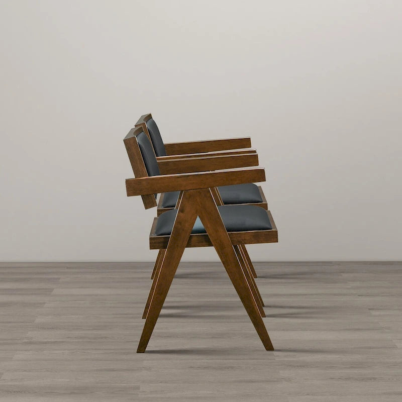 Chaises de salle à manger contemporaines Sandy en similicuir noir (lot de 2)