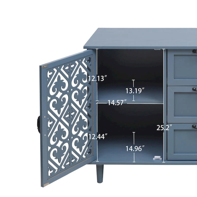 Meuble de rangement 2 portes et 3 tiroirs, meuble américain, convient pour chambre à coucher, salon, bureau