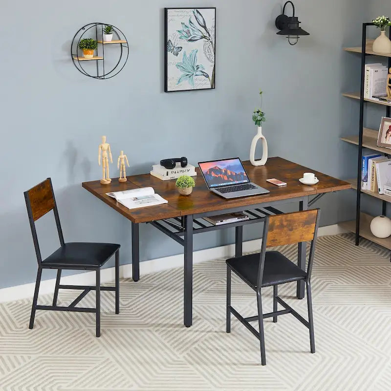 Table à manger pliante industrielle avec structure en acier