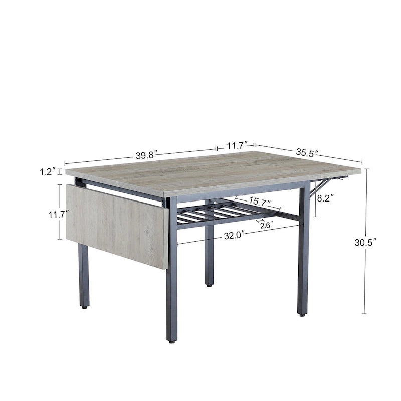 Table à manger pliante industrielle avec structure en acier
