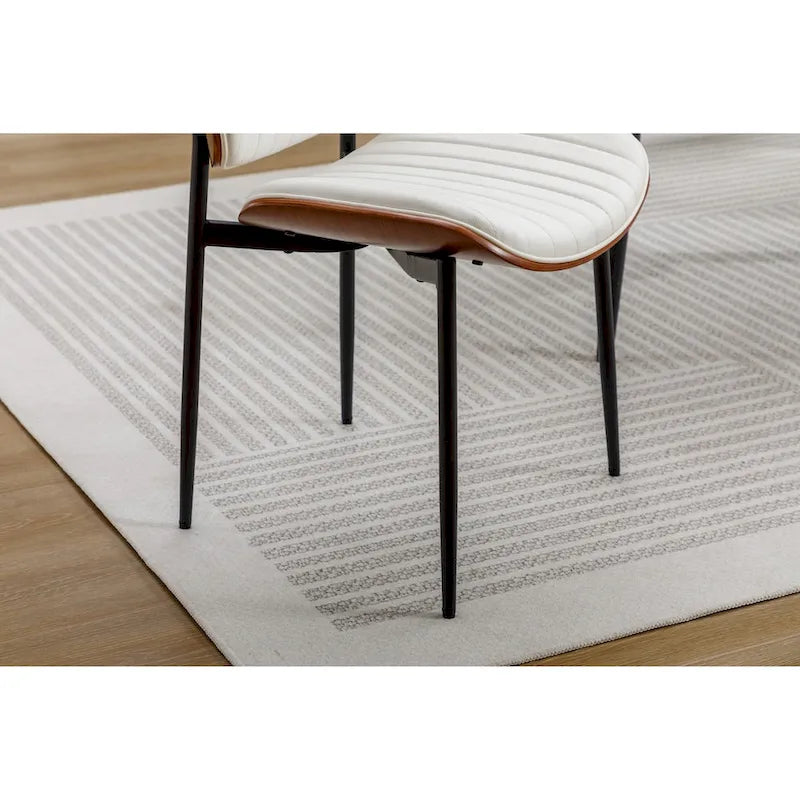 Lot de 2 chaises de salle à manger modernes du milieu du siècle, rétro, en similicuir, avec siège rembourré en bois courbé, pieds en métal, pied réglable