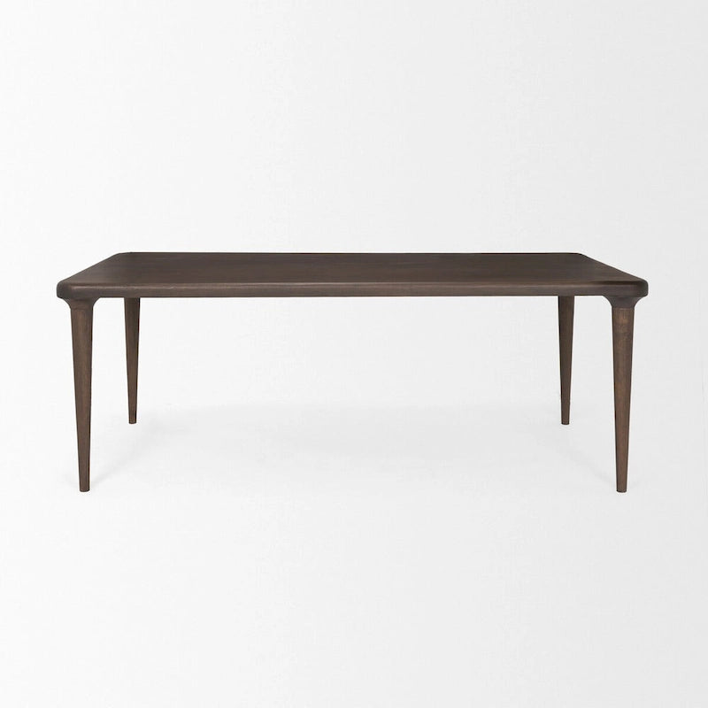 Table rectangulaire en bois massif Suvan, brun foncé moyen